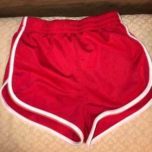 Red athletic shorts